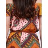 Women Casual Vintage Folk Off Shoulder Geo Print Short Sleeve Jumpsuit