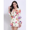 Women V-neck Long Sleeve Floral Printed Jumpsuit