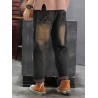 Plaid Embroidered Patchwork Drawstring Jeans For Women