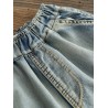 Harem Embroidery Elastic Waist Pockets Casual Jeans