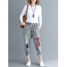 Embroidered Ripped Patchwork Drawstring Denim