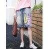 Embroidery Patch Casual Short Jeans For Women