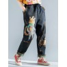 Cartoon Print Casual Ripped Harem Jeans For Women