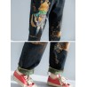 Cartoon Print Casual Ripped Harem Jeans For Women