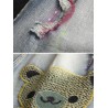 Cartoon Bear Embroidery Ripped Short Jeans For Women