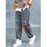 Vintage Embroidery Printed High Waist Loose Casual Jeans