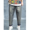 Vintage Embroidery Printed High Waist Loose Casual Jeans