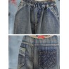 Vintage Embroidery Printed High Waist Loose Casual Jeans