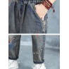 Vintage Embroidery Printed High Waist Loose Casual Jeans