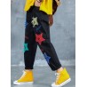 Letter Embroidered Stars Patch Jeans For Women