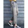 Patch Letters Elastic Waist Casual Denim