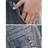 Patch Letters Elastic Waist Casual Denim