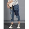 Patchwork Ripped Casual Harem Jeans For Women