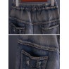 Casual Patch Embroidered Harem Denim