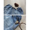 Embroidery Drawstring Waist Ripped Vintage Harem Denim