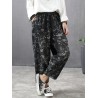 Printed Patchwork Pocket Loose Ankle Length Jeans