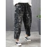 Printed Patchwork Pocket Loose Ankle Length Jeans