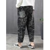 Printed Patchwork Pocket Loose Ankle Length Jeans