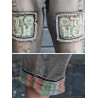 Patch Letters Elastic Waist Harem Denim