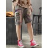 Cartoon Print Patch Casual Short Jeans For Women