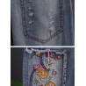 Vintage Embroidered Patch Elastic Waist Denim