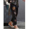 Patch Embroidered Drawstring Waist Ripped Jeans For Women