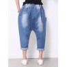 Elastic Waist Solid Color Casual Harem Jeans For Women