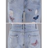 Butterfly Embroidered Hole Harem Jeans