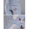 Butterfly Embroidered Hole Harem Jeans