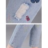 Butterfly Embroidered Hole Harem Jeans