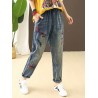 Cartoon Embroidery Loose Harlan Jeans For Women