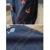 Vintage Embroidery Elastic Waist Harem Denim