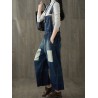 Vintage Double Pockets Patchwork Hole Old Jeans For Women