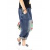 Women Patchwork Solid Color Loose Casual Harem Jeans