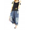 Women Patchwork Solid Color Loose Casual Harem Jeans