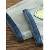 Vintage Embroidered Patch Elastic Waist Harem Denim