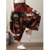 Ethnic Print Loose Irregular Elastic Waist Vintage Pants