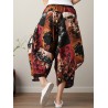 Ethnic Print Loose Irregular Elastic Waist Vintage Pants