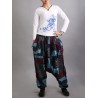 Ethnic Print Patchwork Elastic Waist Women Lantern Pants