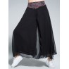 Ethnic Embroidery Patchwork Layered Wide Leg Women Pants