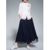 Ethnic Embroidery Patchwork Layered Wide Leg Women Pants