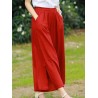 Side Splited Solid Color Tassels Elastic Waist Vintage Pants