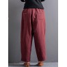 Casual Solid Color Patchwork Elastic Waist Women Harem Pants