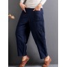 Casual Solid Color Patchwork Elastic Waist Women Harem Pants