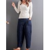 Casual Solid Color Patchwork Elastic Waist Women Harem Pants