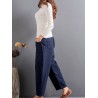 Casual Solid Color Patchwork Elastic Waist Women Harem Pants