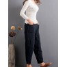 Casual Solid Color Patchwork Elastic Waist Women Harem Pants