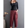 Casual Solid Color Patchwork Elastic Waist Women Harem Pants