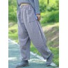 Casual Loose Solid Grey Big Pockets Women Wide Leg Pants