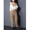 Casual Pure Color Pockets High Waist Pants For Women